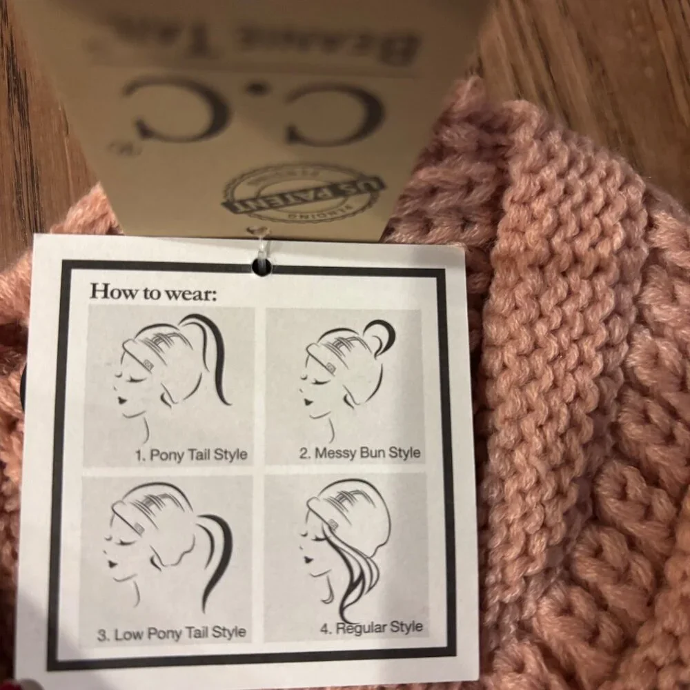 Jeep Paw Print‎ Pony Tail Messy Bun Beanie - Mauve